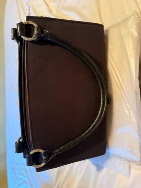 Miche Brown Shoulder Bag with Black Handles